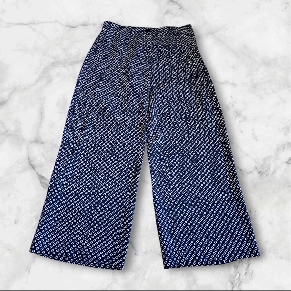 Theory Womens Navy Silk Wide- Leg  Cropped  Pants Size 0
